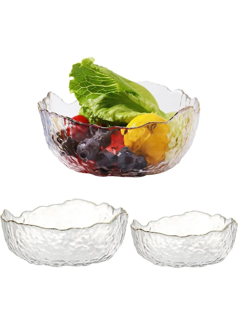 كيتشينو طقم أوعية سلطة من 3 قطع، أوعية تقديم سلطة زجاجية قابلة للتكديس، أوعية زجاجية غير منتظمة الشكل من بنوم بنه للمطبخ، أوعية تقديم جميلة للمعكرونة والحلويات والفشار والفواكه والوجبات الخفيفة - Image 2